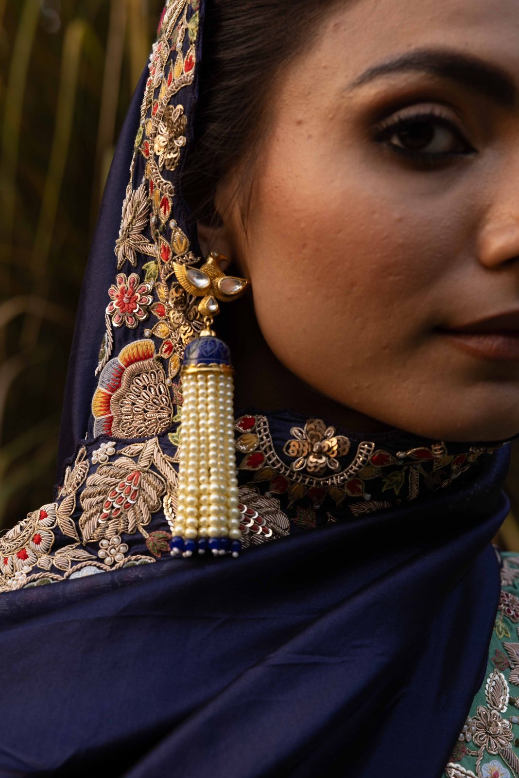 Baaz stone Jhumka in 92.5 Sterling Silver handcrafted and dipped in 1 micron Gold plating.