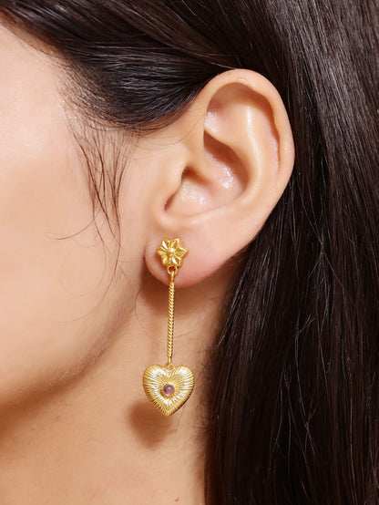 Mehnoor earrings in 92.5 Sterling Silver handcrafted and dipped in 1 micron textured Gold plating.