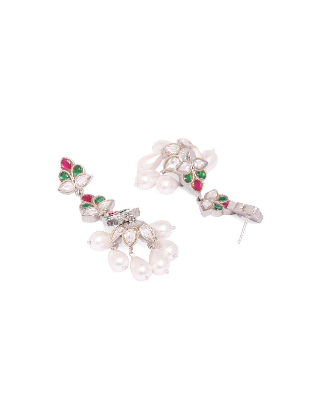 Paro earrings in 92.5 Sterling Silver handcrafted and dipped in 1 micron Gold plating in antique finish in Silver Jadau-Lond earrings.