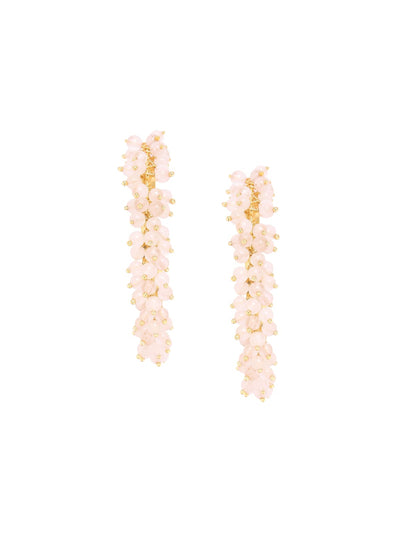 Mehwish earrings in 92.5 Sterling Silver handcrafted and dipped in 1 micron Gold plating with rose Quartz beaded hoops.