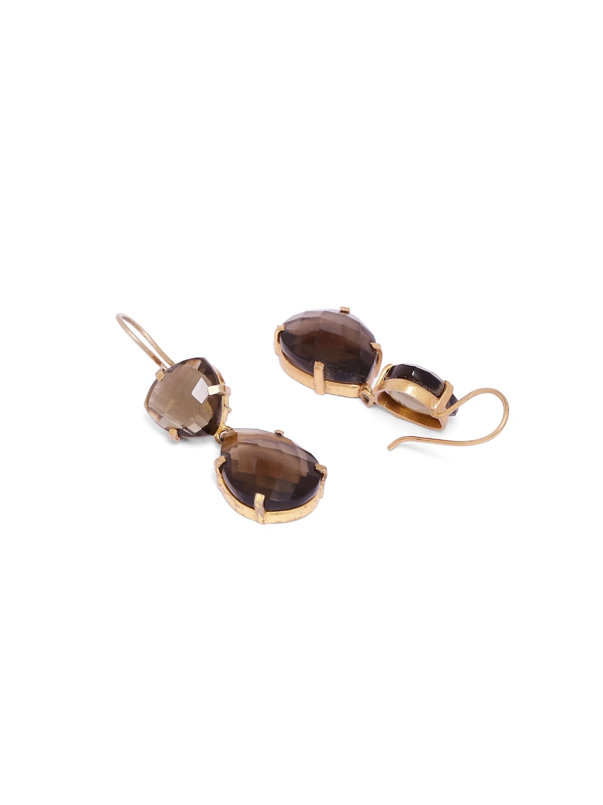 Smokey earrings in 92.5 Sterling Silver handcrafted and dipped in 1 micron plating with Smoky-Quartz.