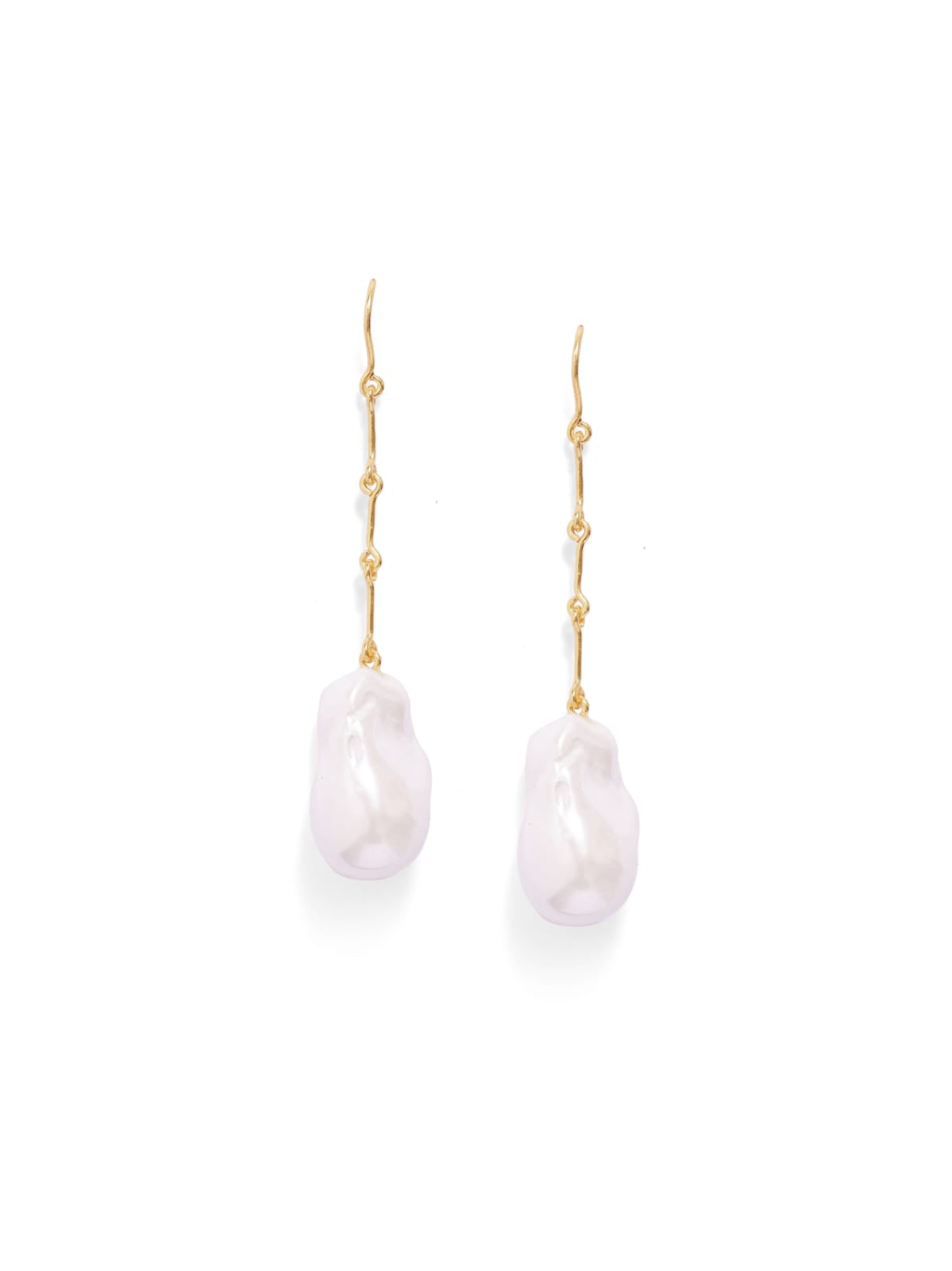 Fiza earrings in 92.5 Sterling Silver handcrafted and dipped in 1 micron Gold plating with Baroque Pearls.