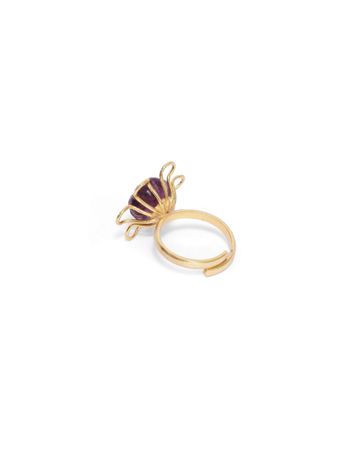 Shree Ring in 92.5 Sterling Silver handcrafted and dipped in 1 micron Gold plated-carved stone ring.