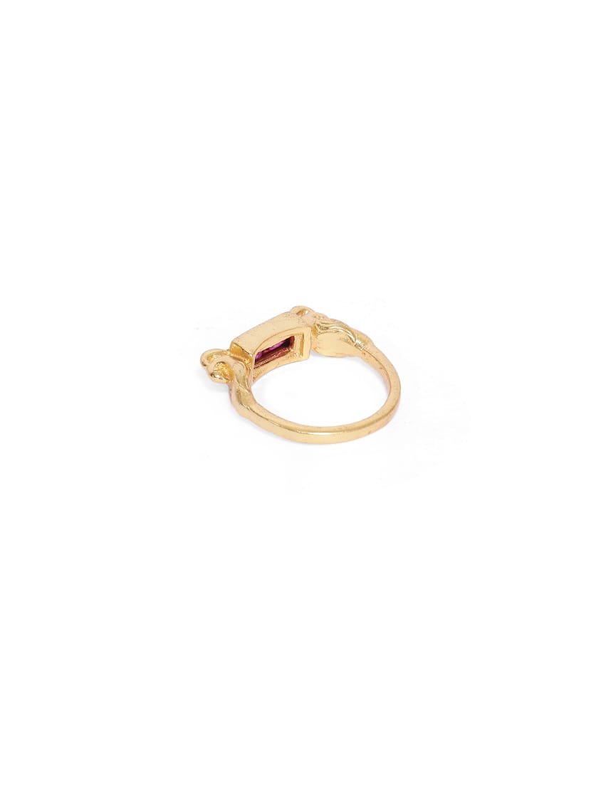 Leela Ring in 92.5 Sterling Silver handcrafted and dipped in 1 micron Gold plating with Jadau.