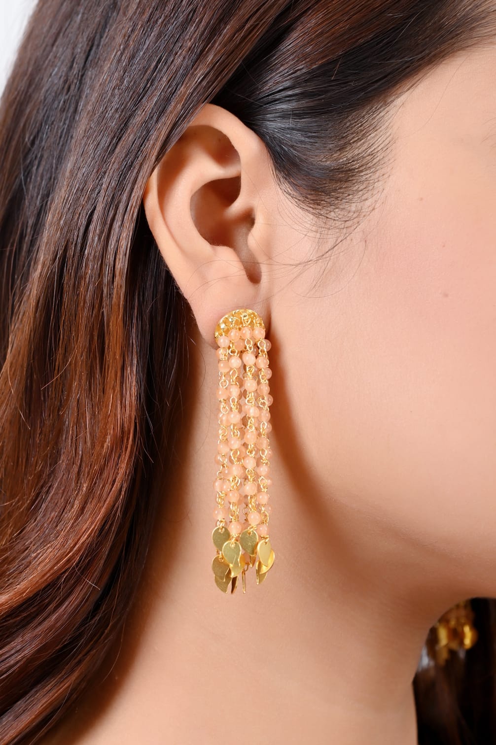Shower earrings in 92.5 Sterling Silver handcrafted and dipped in 1 micron Gold plating with Quartz beads.