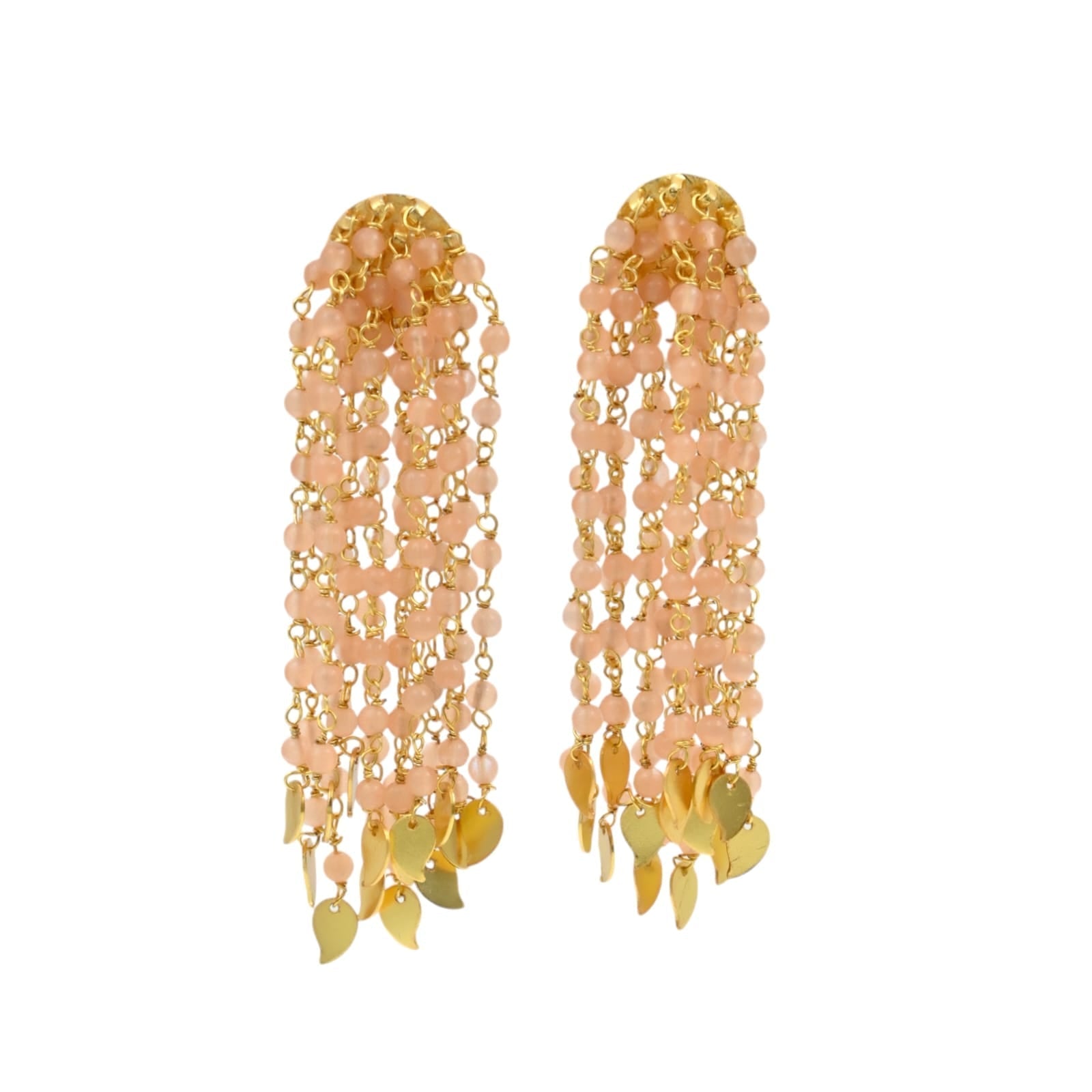 Shower earrings in 92.5 Sterling Silver handcrafted and dipped in 1 micron Gold plating with Quartz beads.