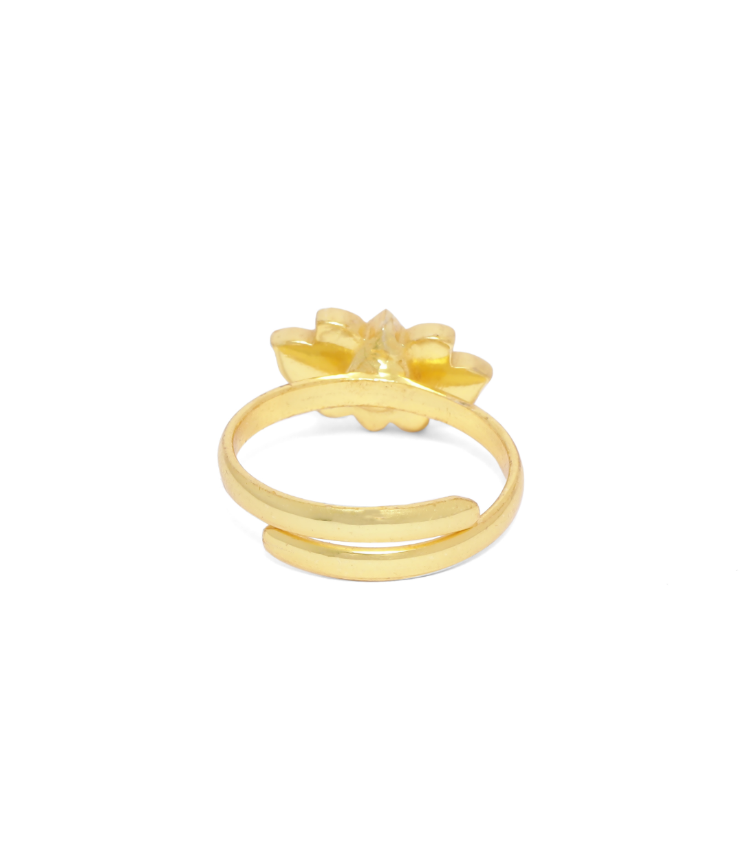 Kamal Ring With blue Enamelling in Sterling Silver with 18 karat Gold plating (adjustable).