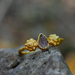 Load image into Gallery viewer, Amethyst Gemstone Yellow Vermeil Band Ring
