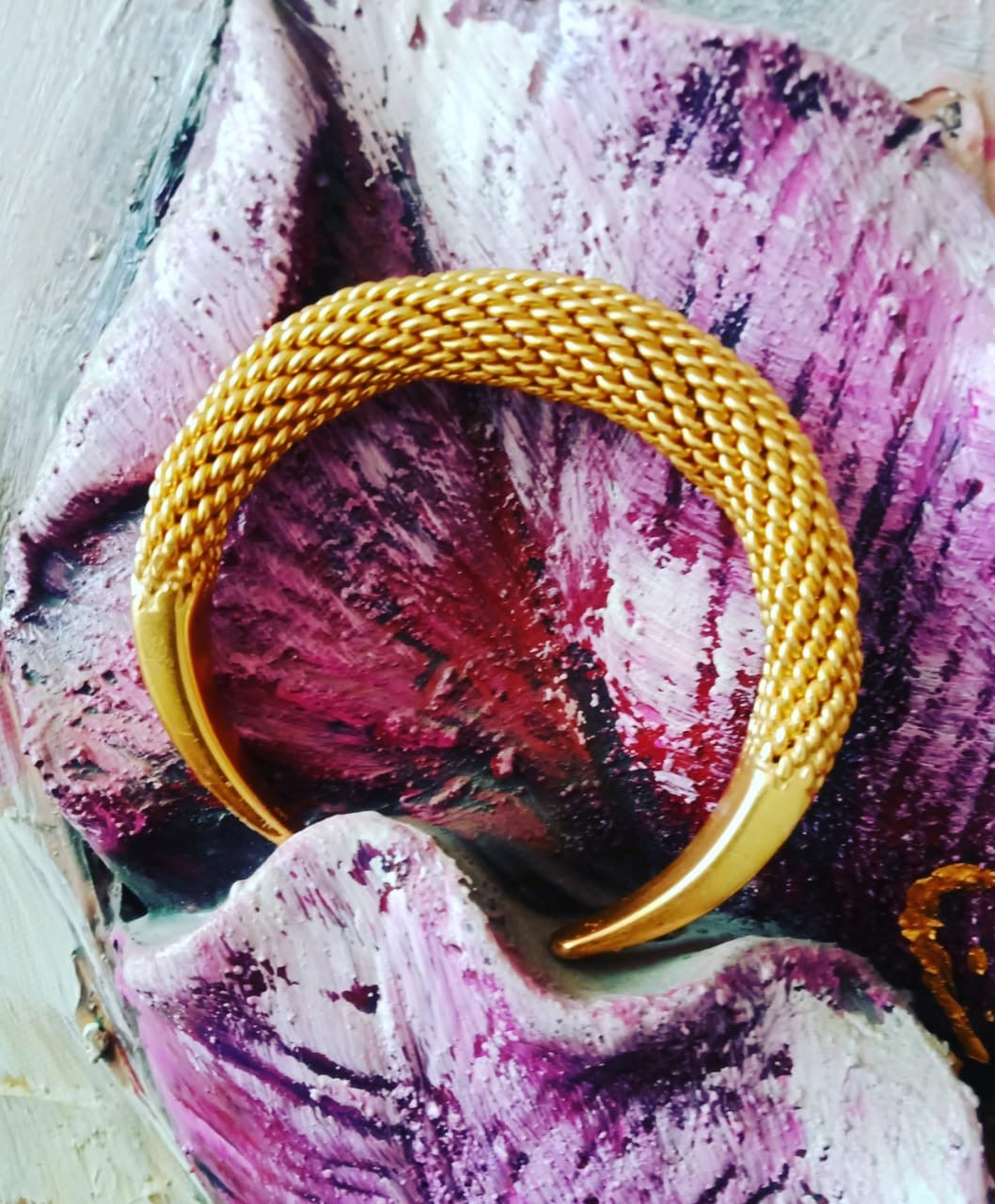Bangle handcrafted in 92.5 Sterling Silver, dipped in 1 micron Gold plating.