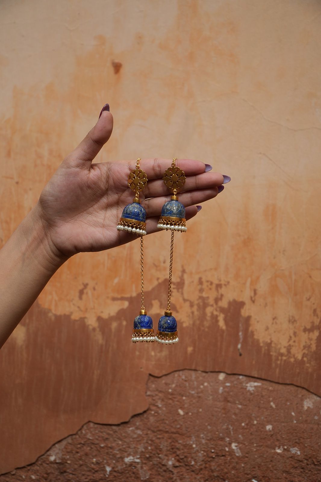 Lapis Stone Kashmiri Jhumka