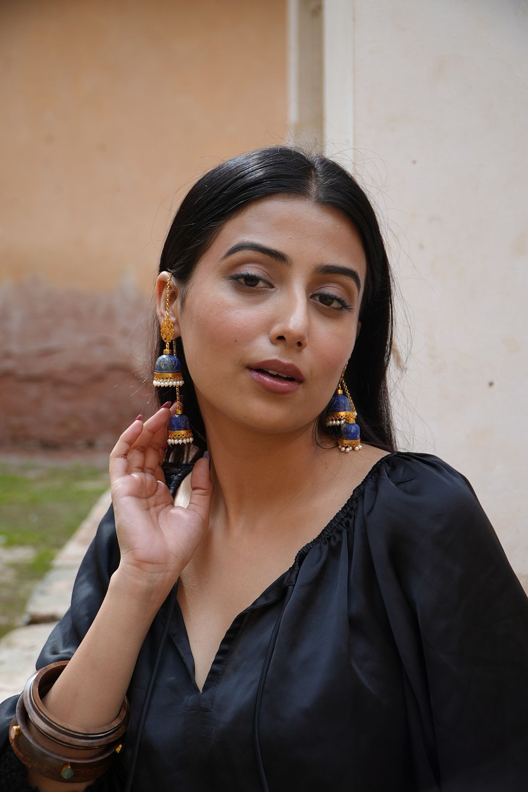 Lapis Stone Kashmiri Jhumka
