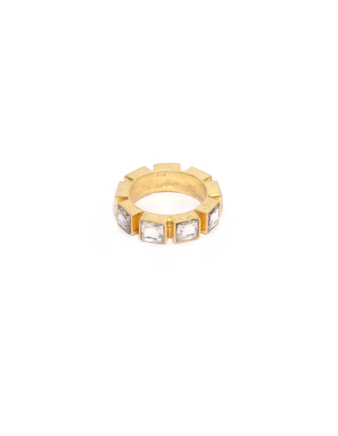 Chakor ring in 92.5 Sterling Silver handcrafted and dipped in 1 micron Gold plating with Jadau-Polki.