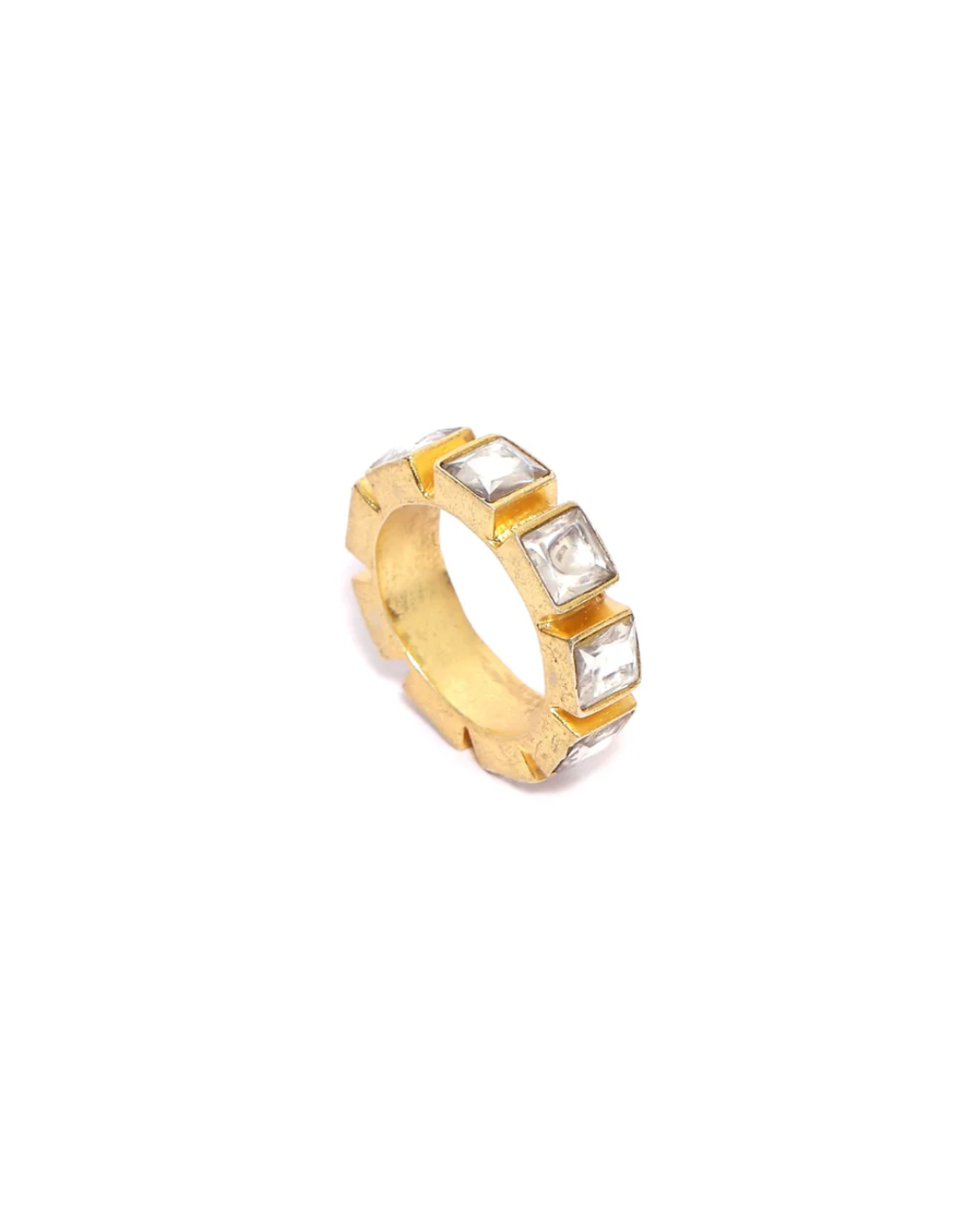 Chakor ring in 92.5 Sterling Silver handcrafted and dipped in 1 micron Gold plating with Jadau-Polki.