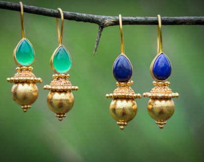 Lapis Lazuli Tribal Hook Earrings