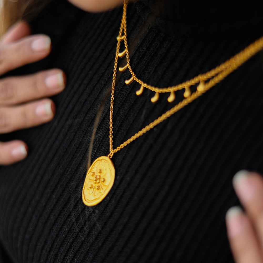 Double layer gold plated necklace
