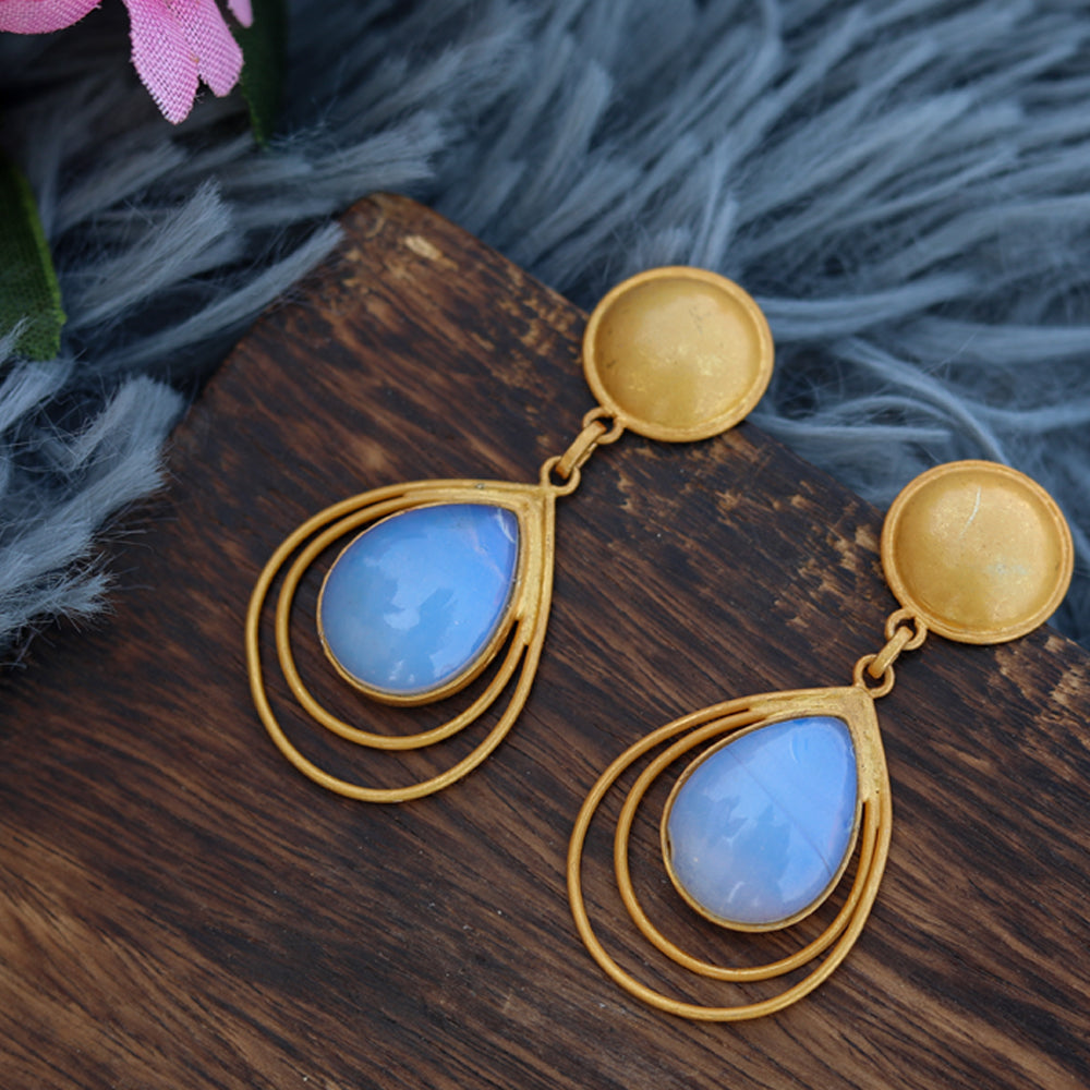 Synthetic opal gold plated opal earrings