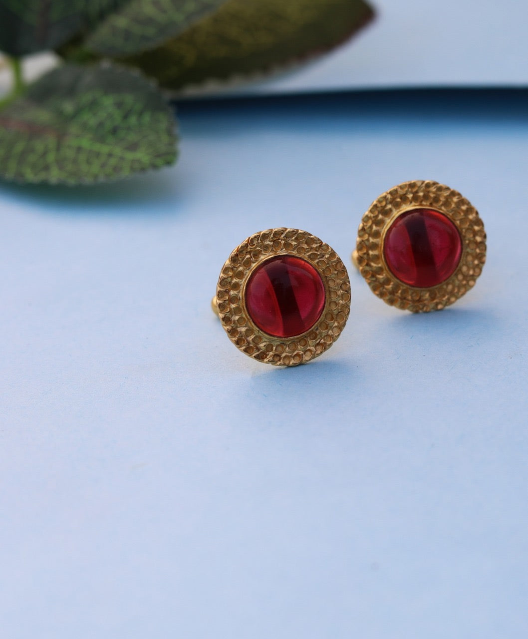 Red Quartz hammered cufflinks