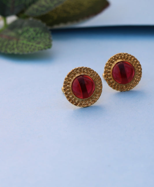 Red Quartz hammered cufflinks