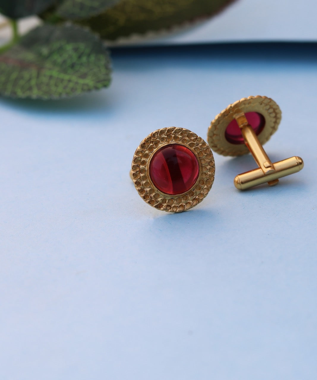 Red Quartz hammered cufflinks