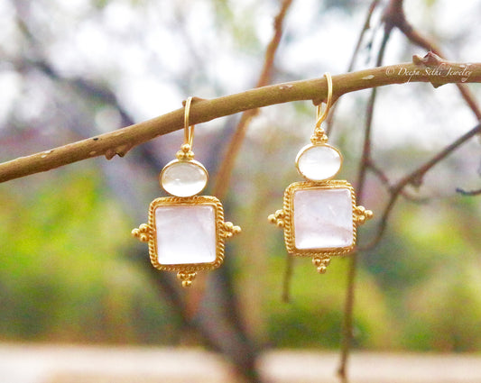 Rose Quartz Geo Earrings