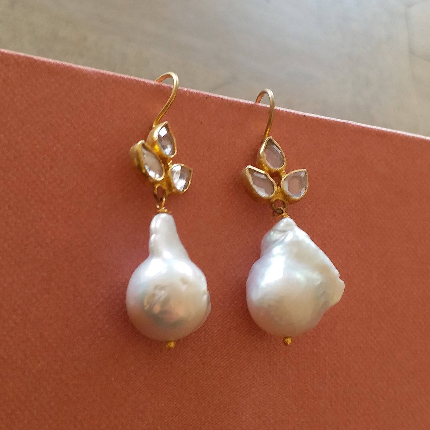 Baroque Pearl Floral Drop Earrings