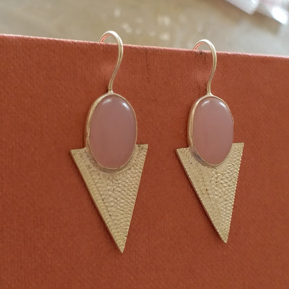 Pink Chalcedony Geometric Earrings