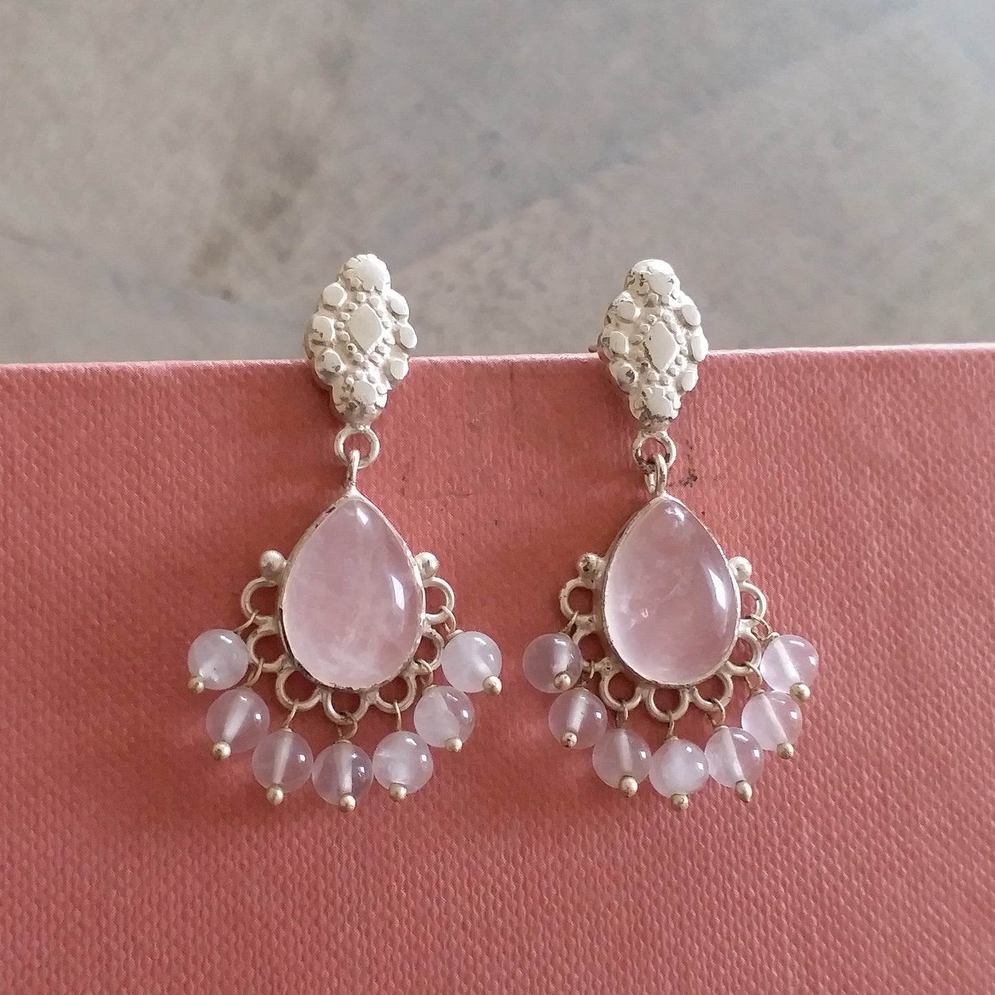 Silver Rose Quartz Earrings