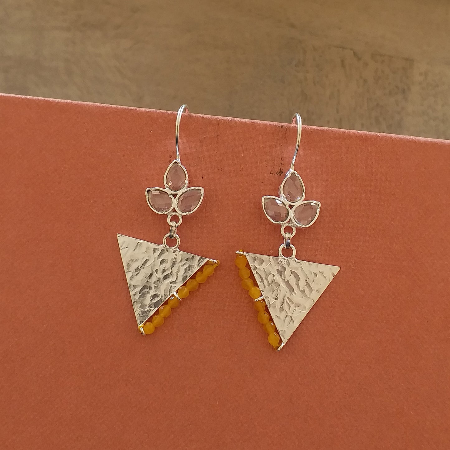 Gemstone Beads Triangle Earrings Jewelry