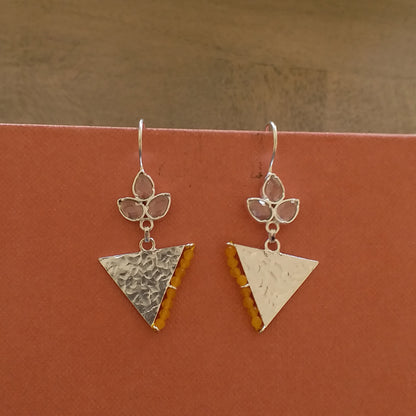 Gemstone Beads Triangle Earrings Jewelry