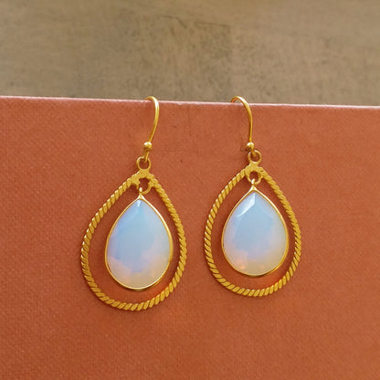 Opal Gemstone Vermeil Earrings