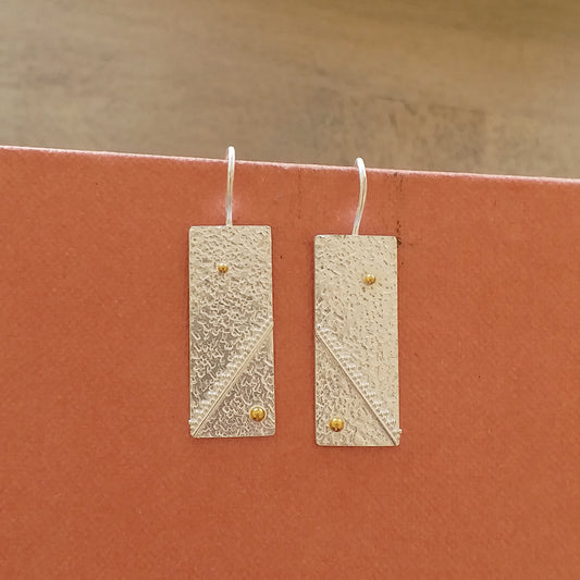 Sterling Silver Rectangle Hook Earrings