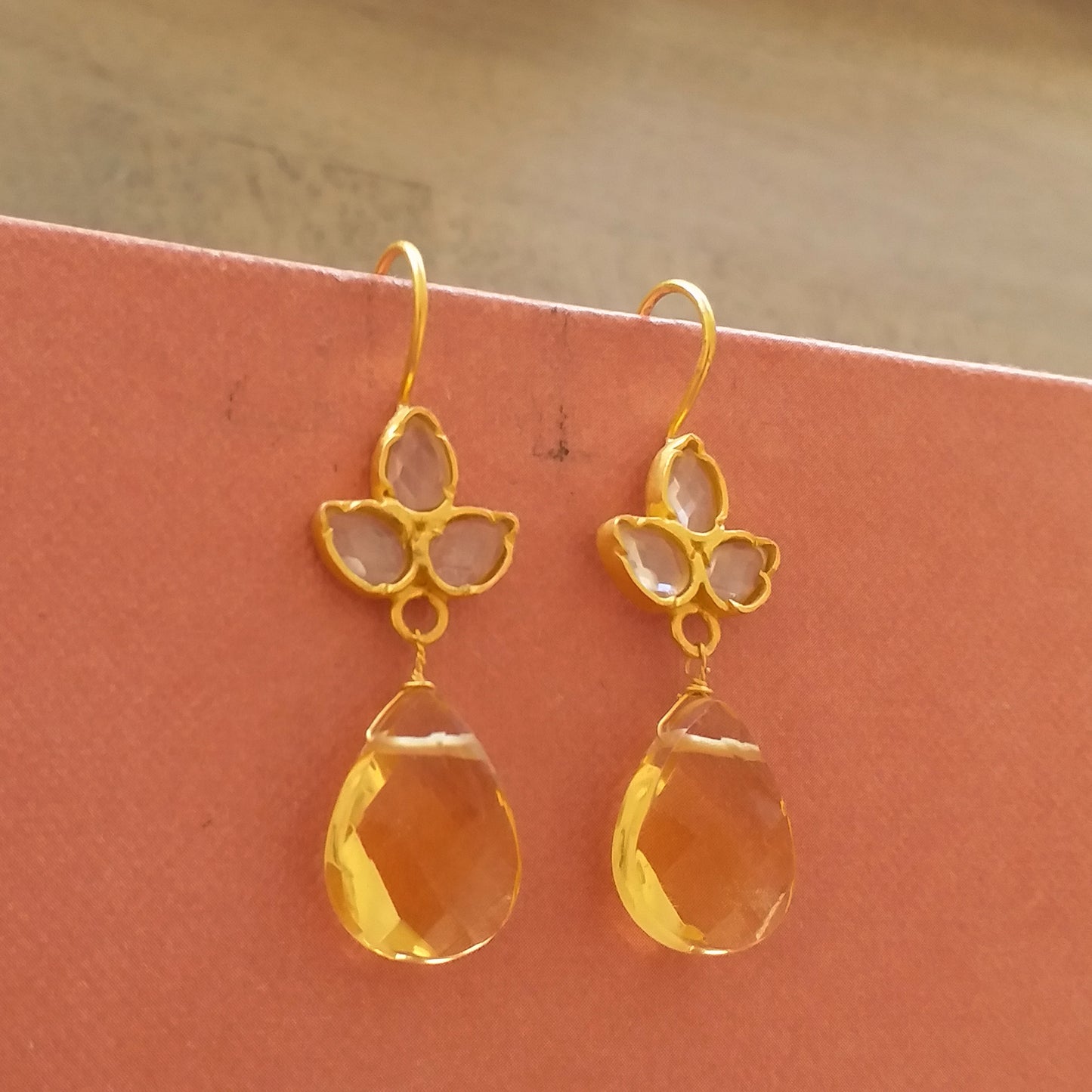 Gemstone Cut Drops Designer Hook Earrings Daily Wear