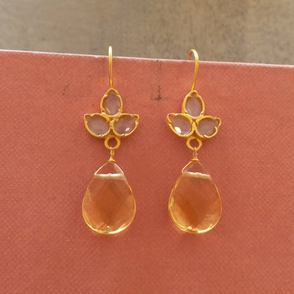 Gemstone Cut Drops Designer Hook Earrings Daily Wear