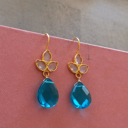 Gemstone Cut Drops Designer Hook Earrings Daily Wear