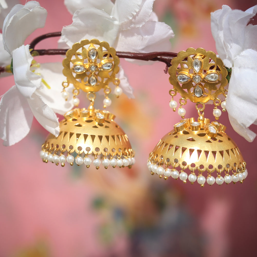 Gold Plated Polki Jhumkas