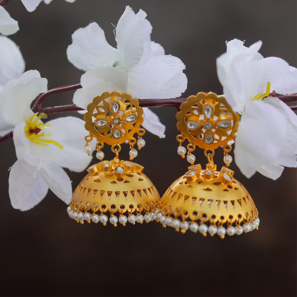 Gold Plated Polki Jhumkas