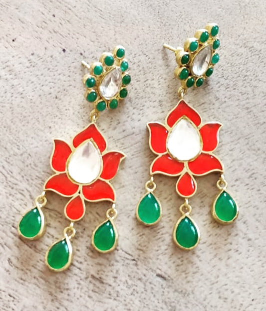 Jadau Lotus Earrings