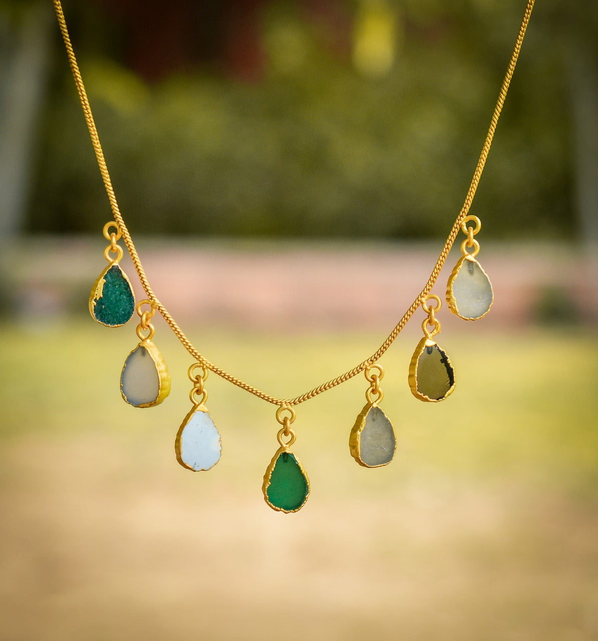 Druzy Drops Gold Filled Chain Necklace