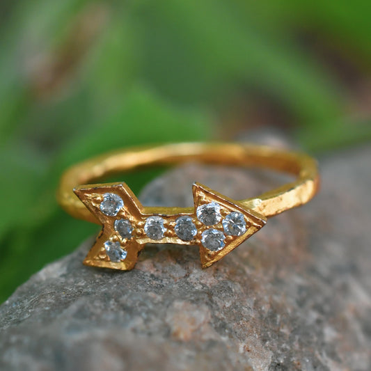 CZ Arrow Stack Silver Ring