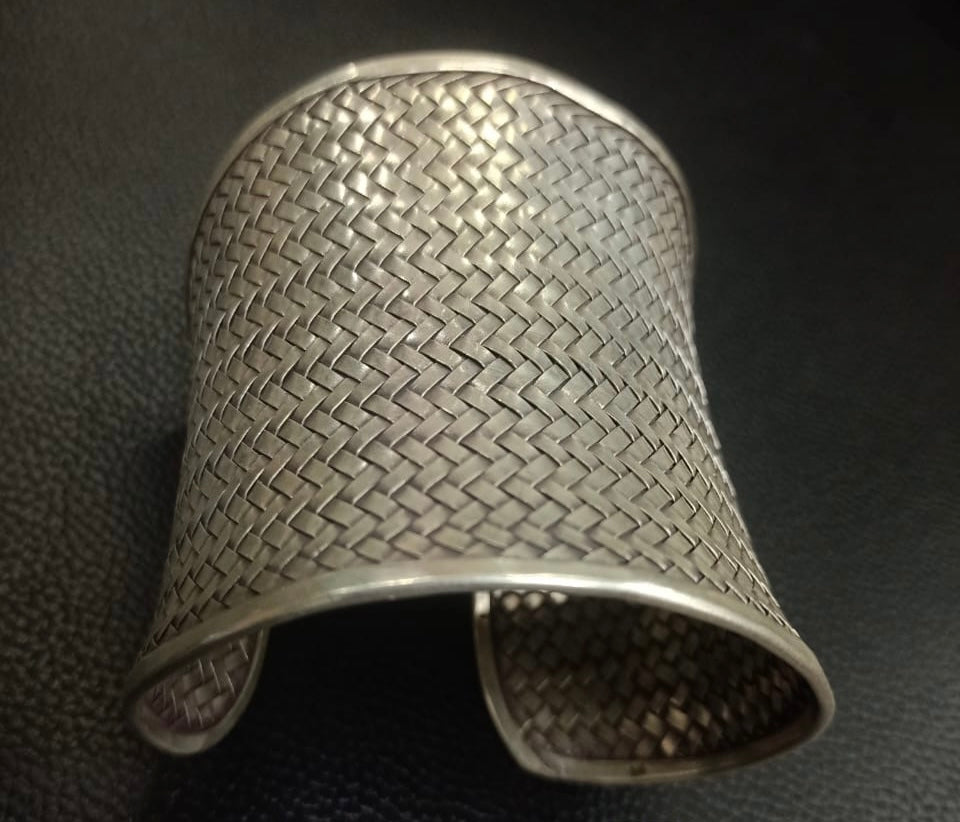 Woven silver cuff