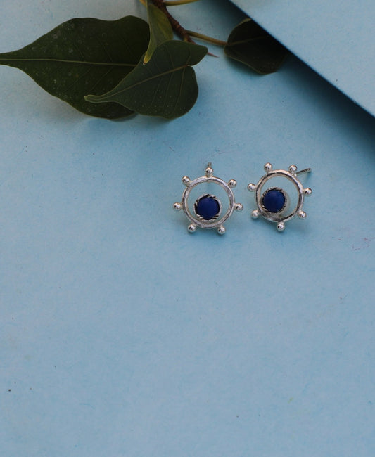 Lapis lazuli circle ear studs