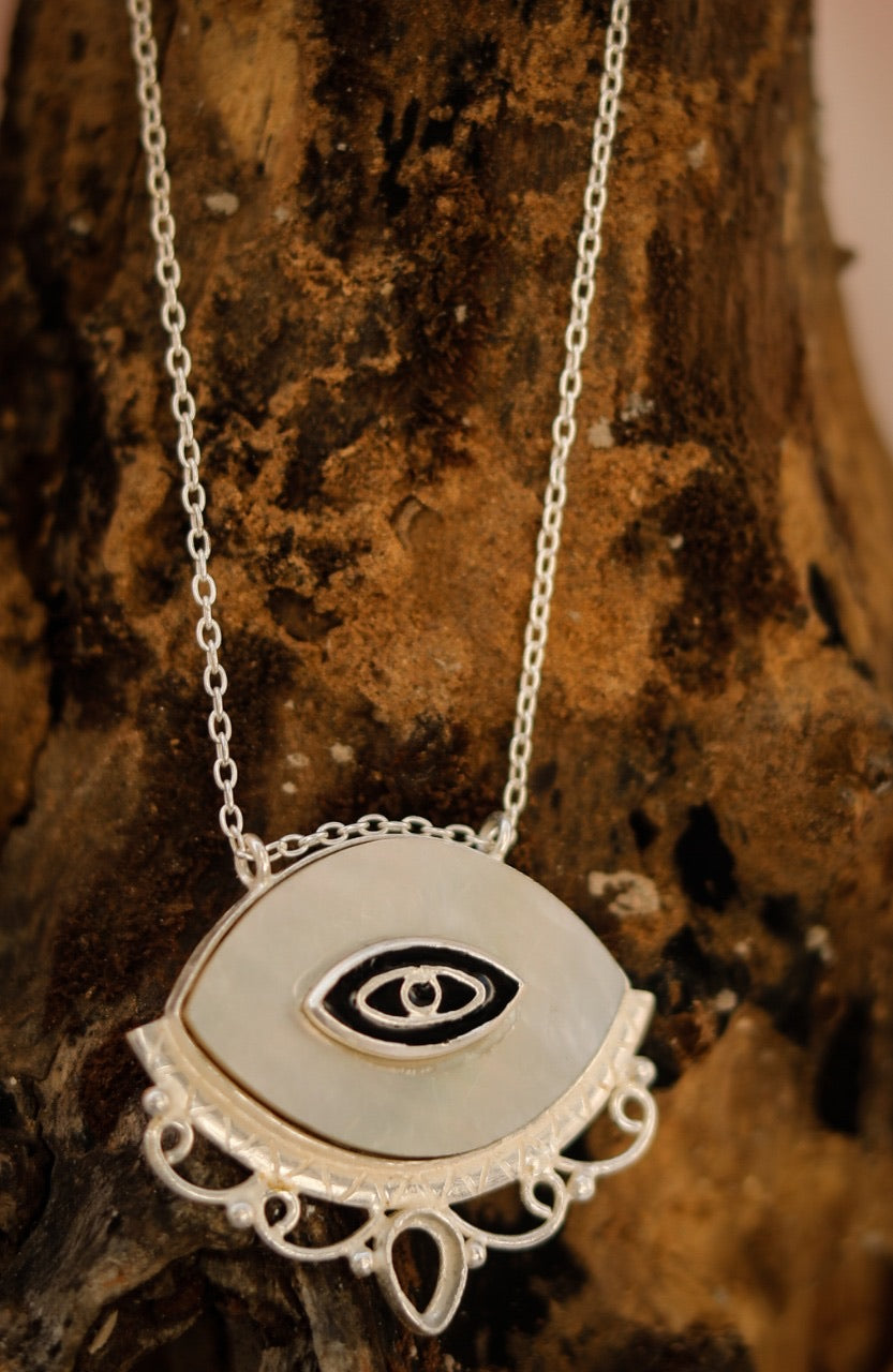 Evil eye mop necklace