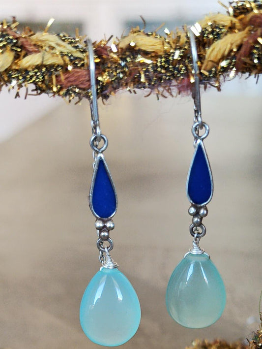 Threader earrings with drops