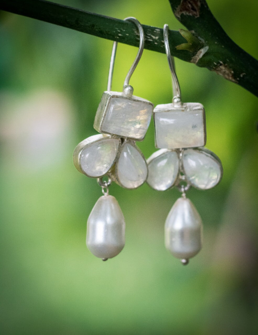 Rainbow moonstone pearl drops