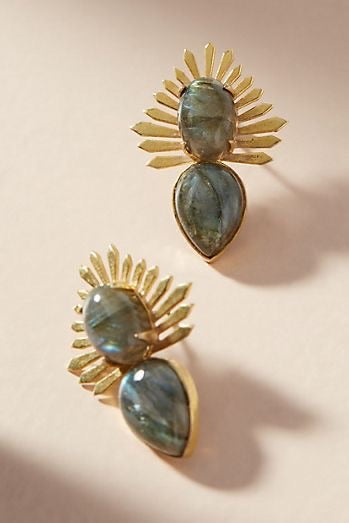 Labradorite ear studs