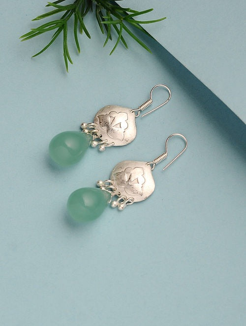 Aquacalcydony silver bell earrings