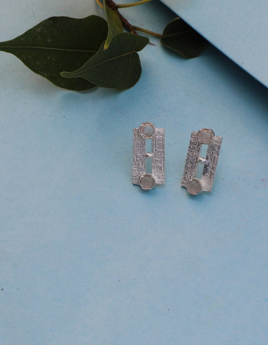 Moonstone geometric ear studs