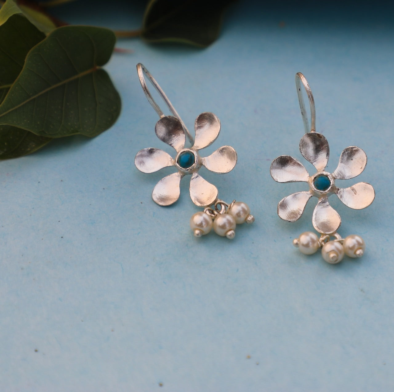 Turquoise floret earrings