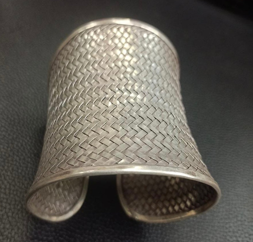 Woven silver cuff