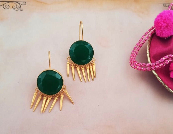 Green onyx earrings